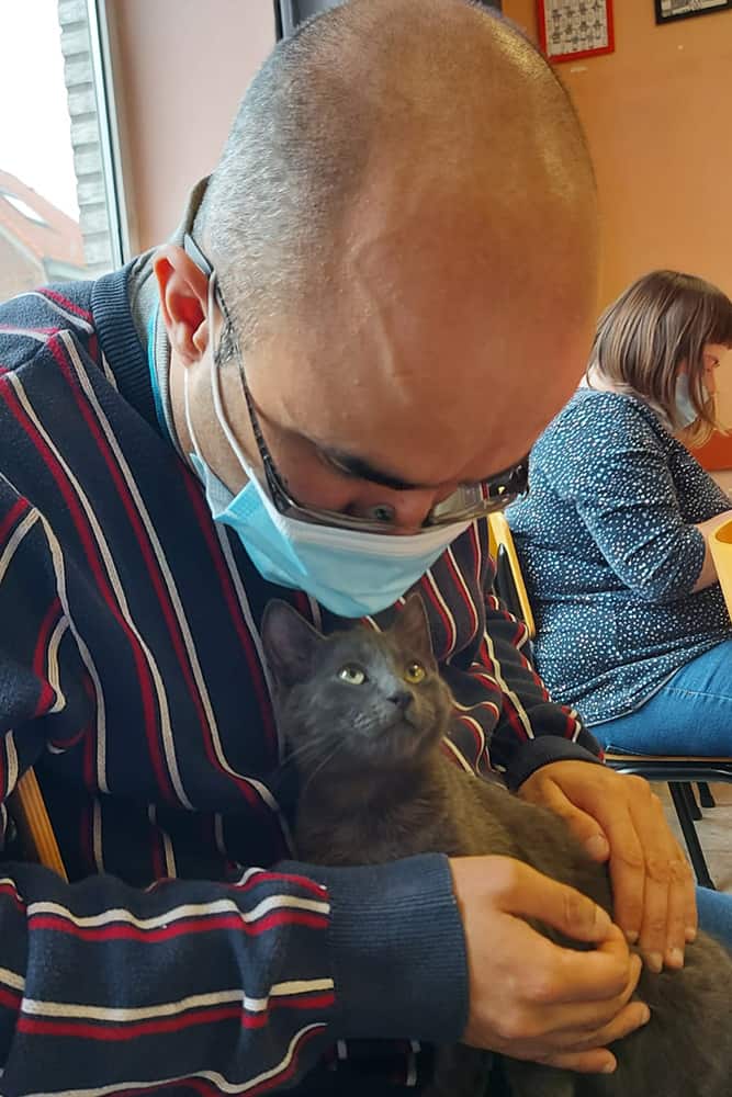 La Forestière - Centre de jour pour adultes handicapés - incroyables échanges avec le chaton
